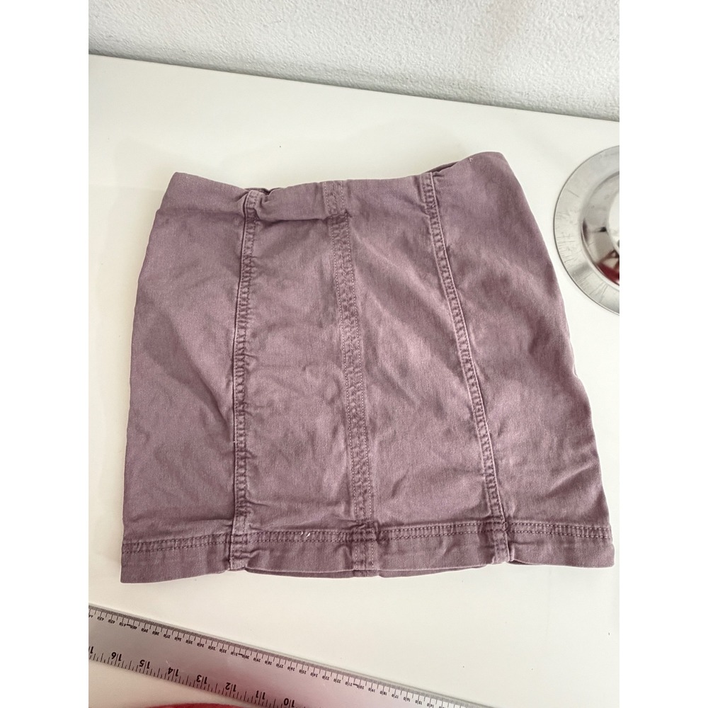 Free People Modern Femme Denim Mini Skirt Purple Mauve Back Zip Size 4
